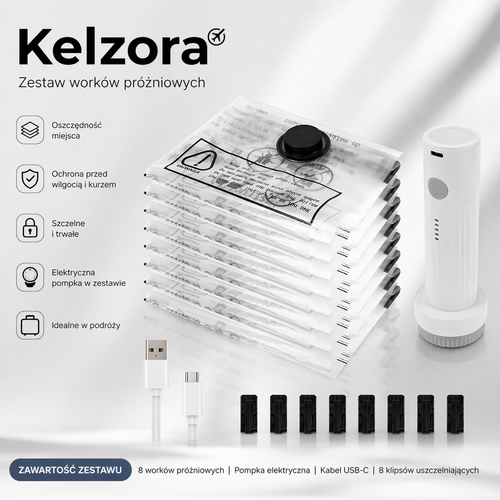 8 sztuk worków prózniowych + pompka KELZORA